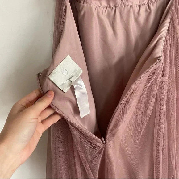 Waters BHLDN Tinsley Dress Rosey Mauve Tulle Sleeveless Bridesmaid Bow Size 0 - Picture 11 of 15